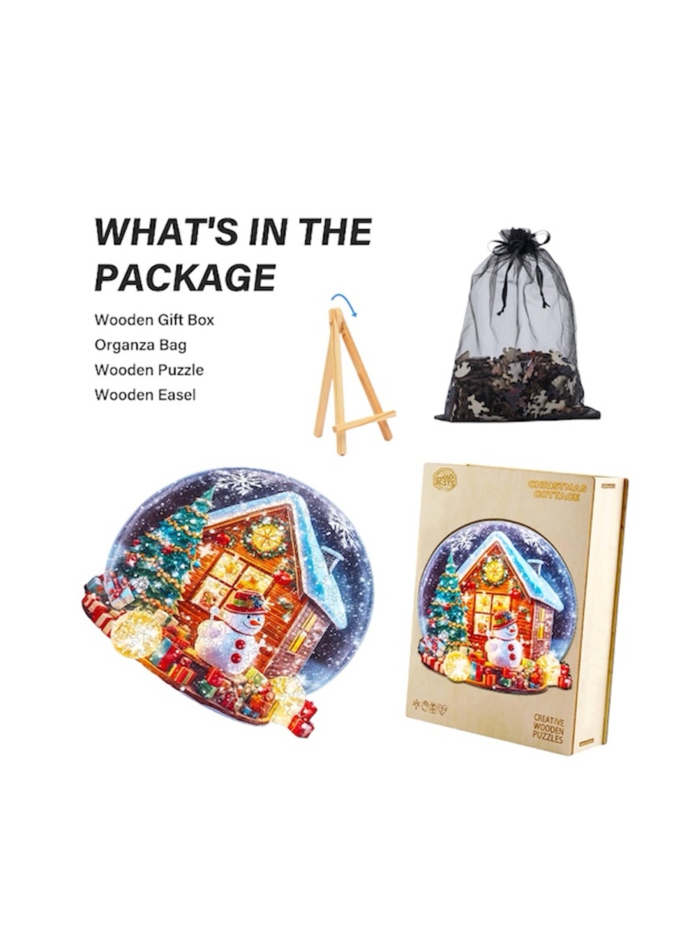 Christmas Cottage Wooden Holiday Puzzle